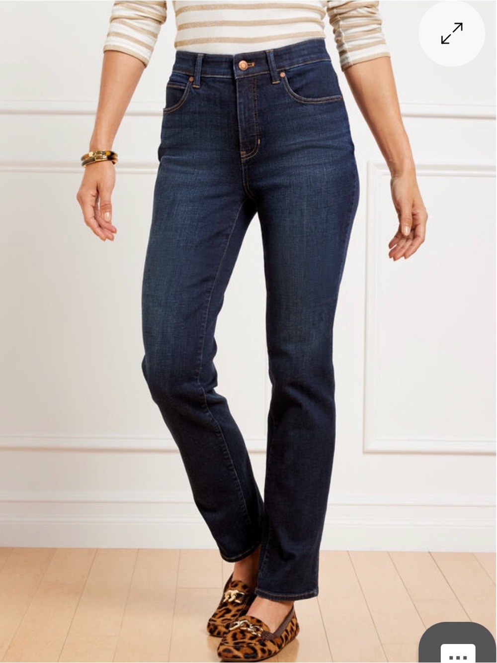 Talbot’s Straight Curvy Jeans Women’s Size 10 Stretch Dark Blue High Waist Denim
